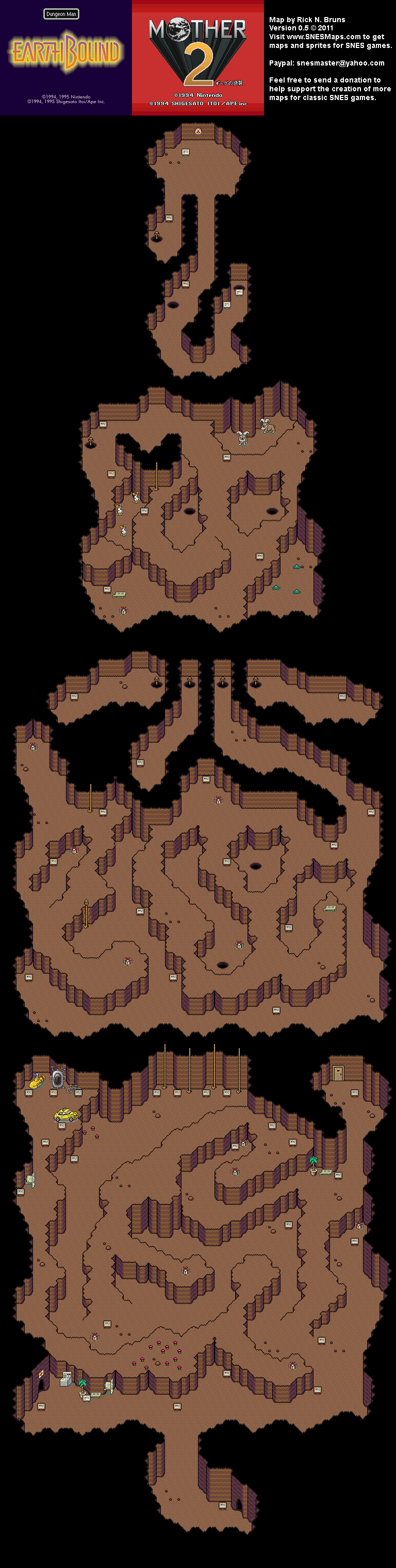 EarthBound (Mother 2) - Dungeon Man Super Nintendo SNES Map