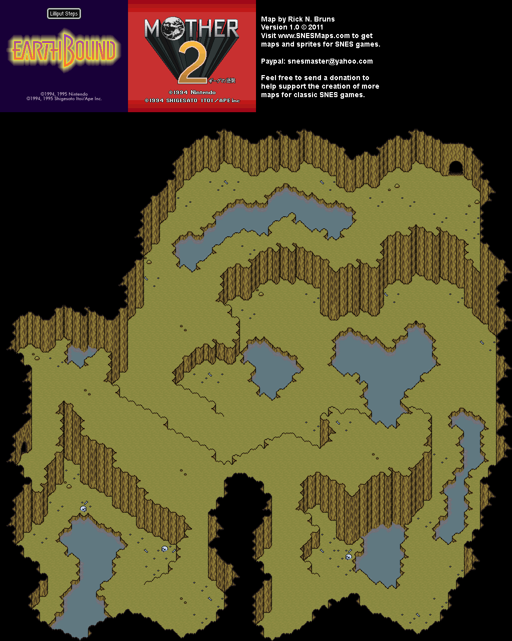 EarthBound (Mother 2) - Lilliput Steps Super Nintendo SNES Map BG
