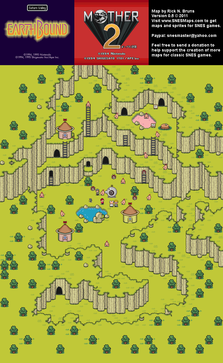 EarthBound (Mother 2) - Saturn Valley Super Nintendo SNES Map