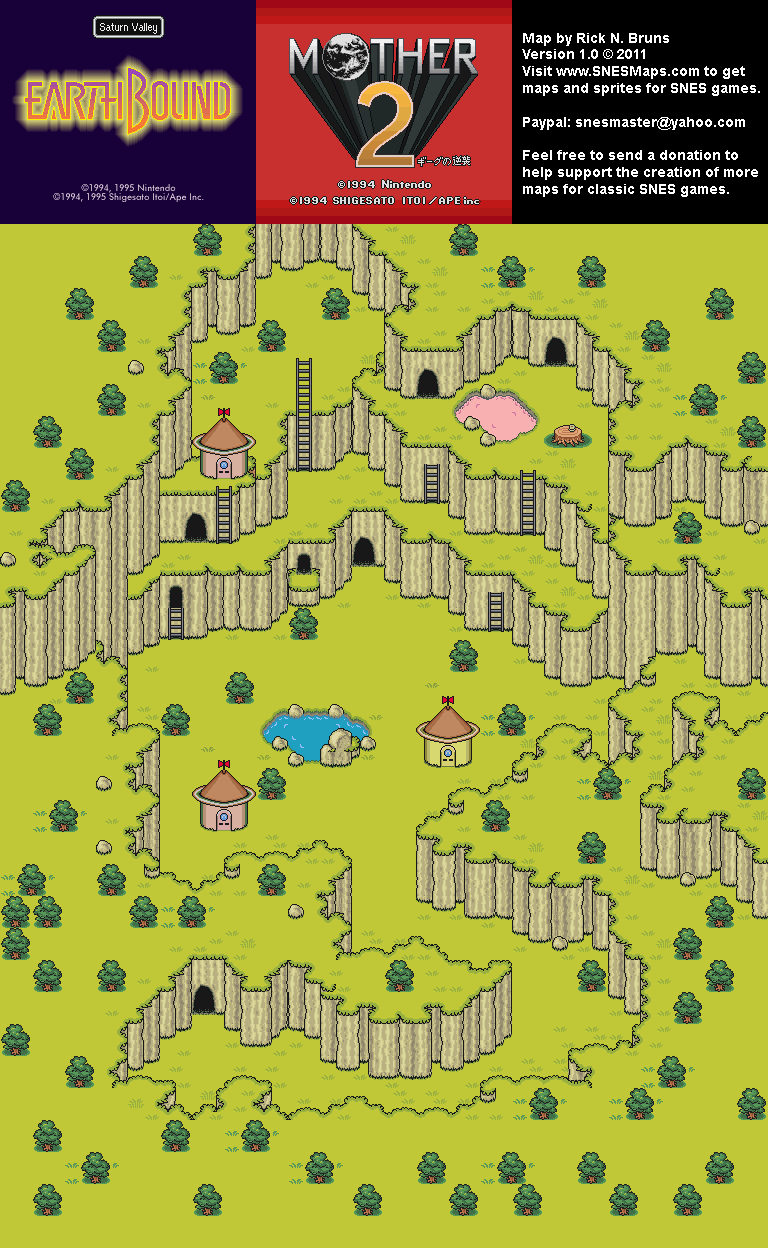 EarthBound (Mother 2) - Saturn Valley Super Nintendo SNES Map BG