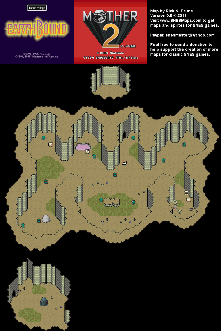 EarthBound (Mother 2) - Tenda Village Super Nintendo SNES Map