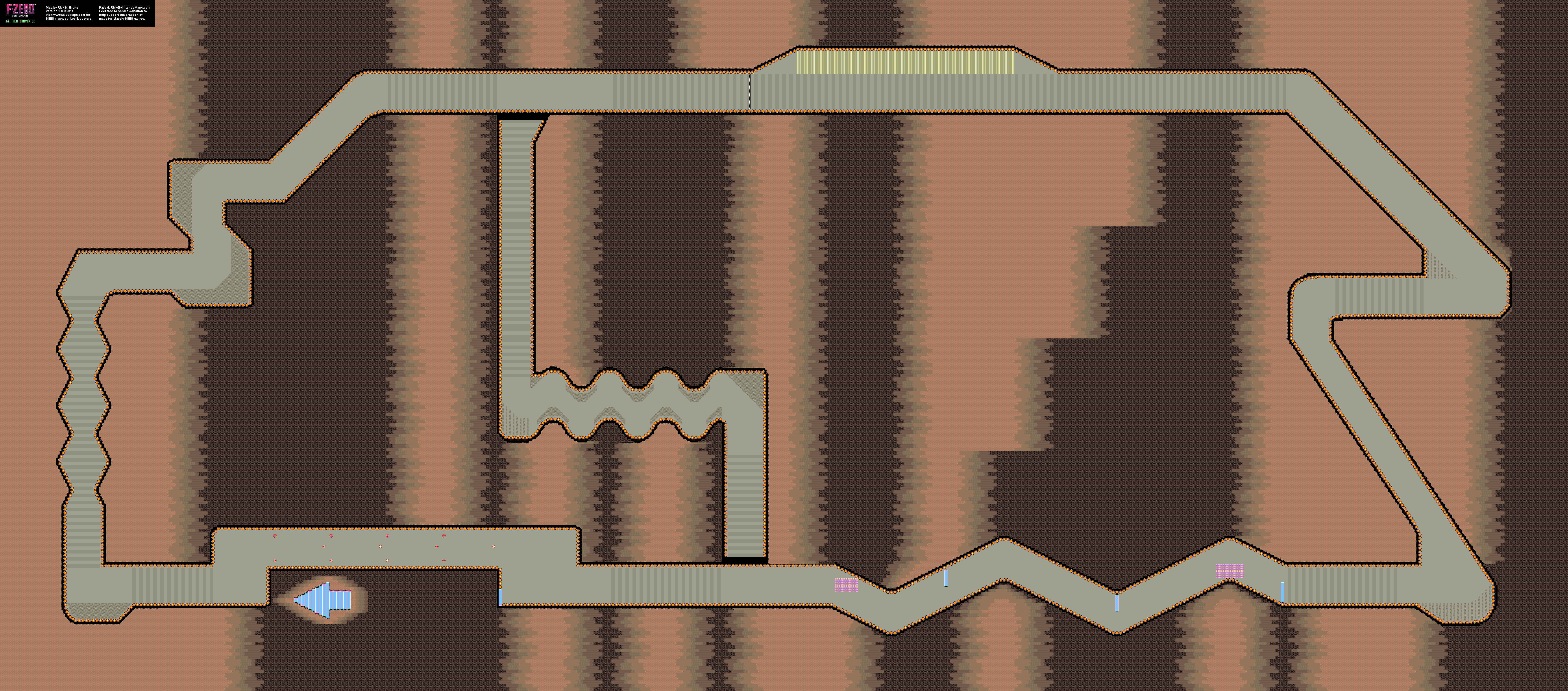 F-Zero - Red Canyon II Map - SNES Super Nintendo