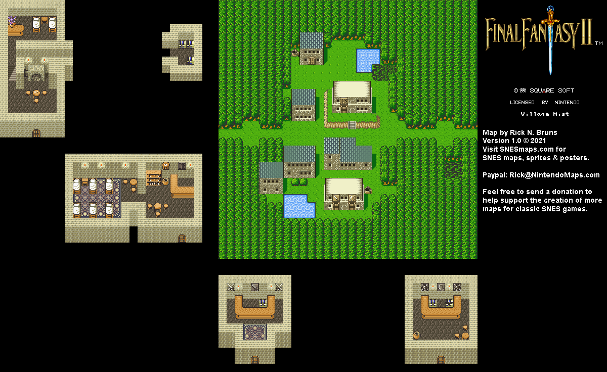 Final Fantasy II 2 (IV 4) - Village Mist Super Nintendo SNES Map BG