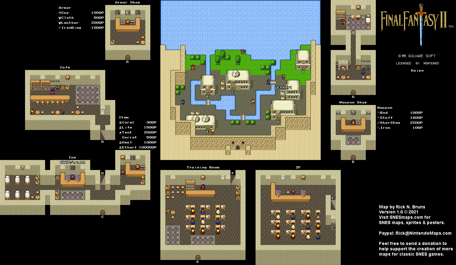 Final Fantasy II 2 (IV 4) - Kaipo Super Nintendo SNES Map
