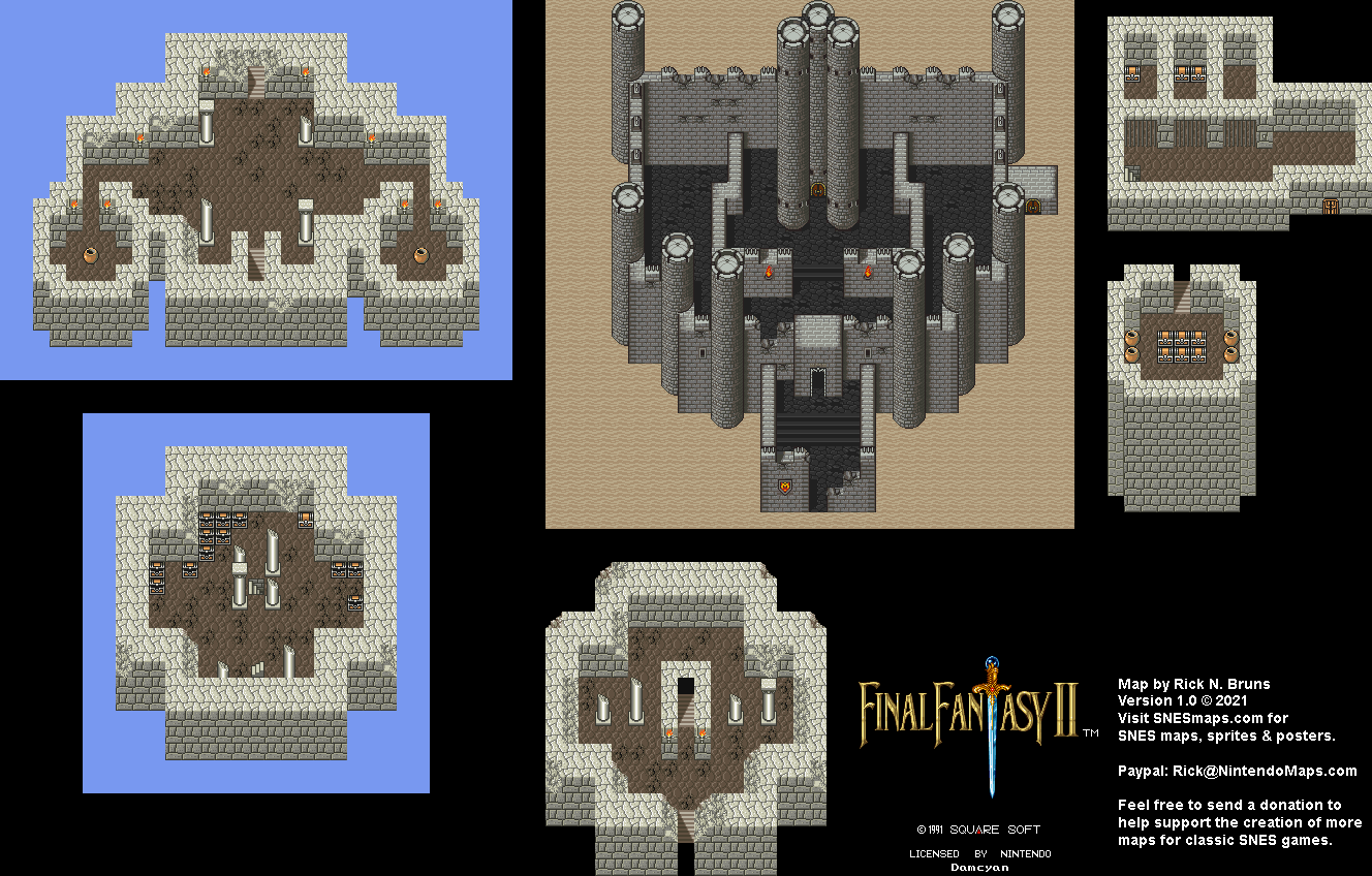 Final Fantasy II 2 (IV 4) - Damcyan Super Nintendo SNES Map BG