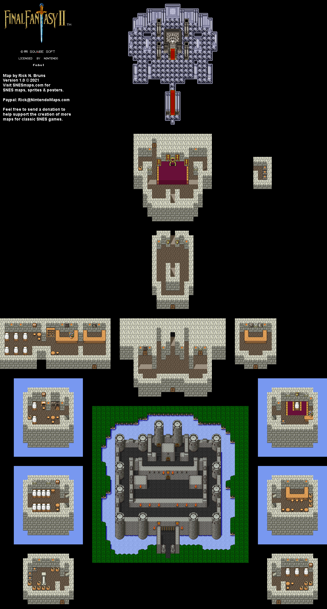 Final Fantasy II 2 (IV 4) - Fabul Super Nintendo SNES Map BG