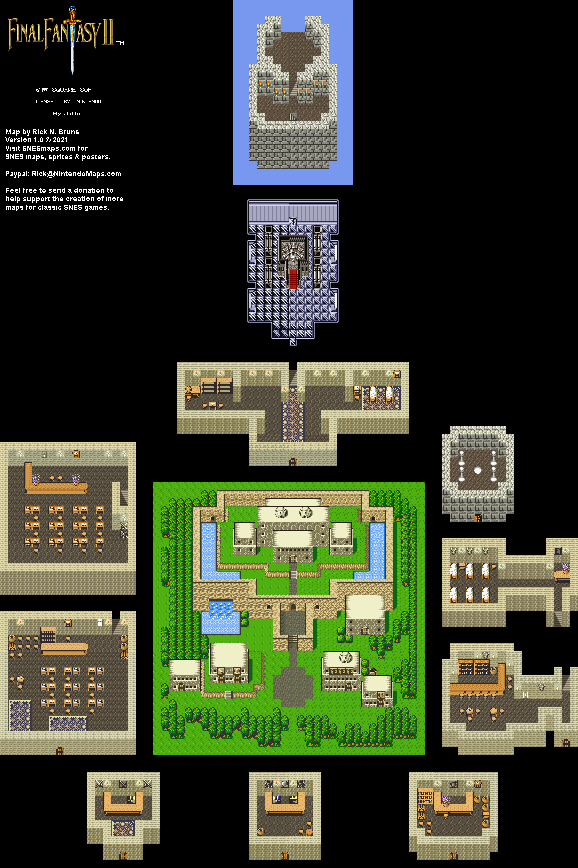 Final Fantasy II 2 (IV 4) - Mysidia Super Nintendo SNES Map BG
