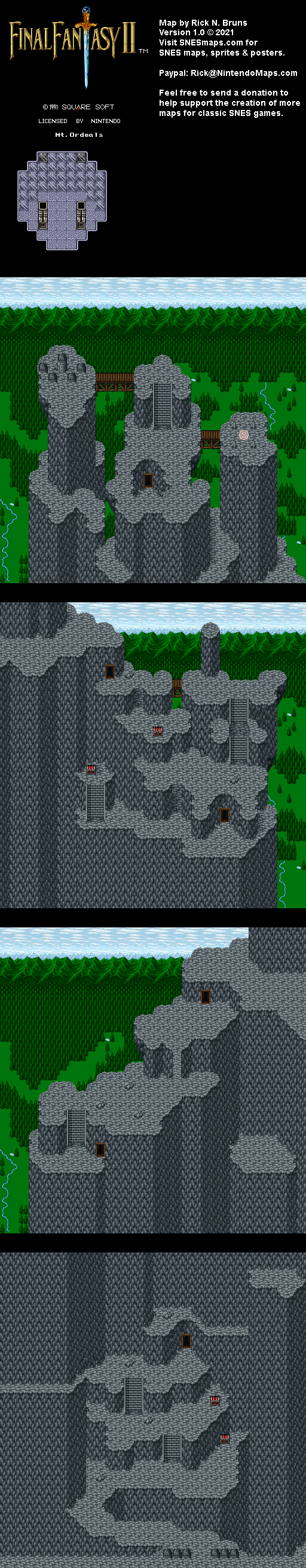 Final Fantasy II 2 (IV 4) - Mt. Ordeals Super Nintendo SNES Map BG