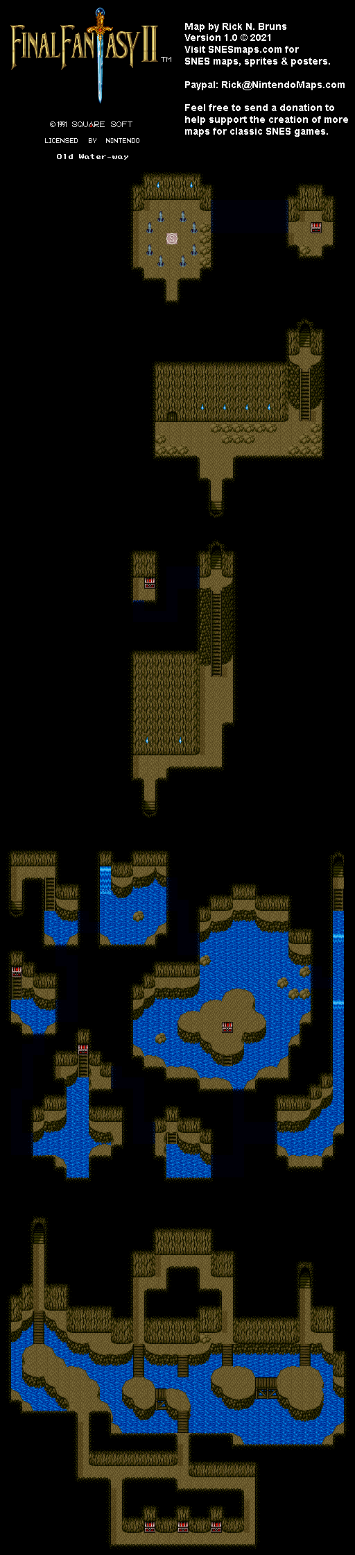 Final Fantasy II 2 (IV 4) - Old Water-way Super Nintendo SNES Map BG