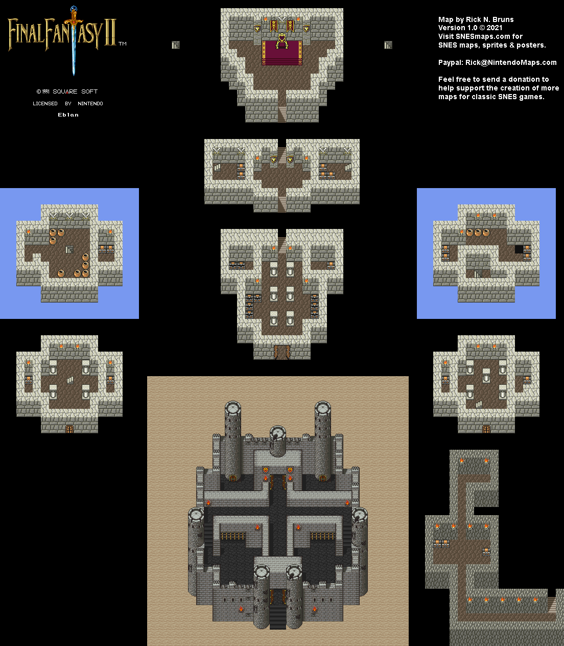 Final Fantasy II 2 (IV 4) - Eblan Super Nintendo SNES Map BG