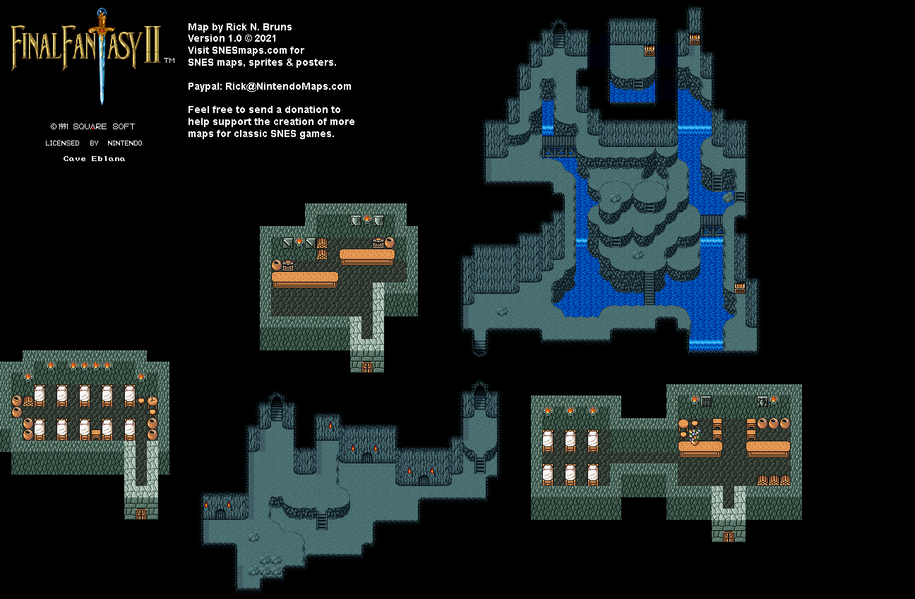 Final Fantasy II 2 (IV 4) - Cave Eblana Super Nintendo SNES Map BG