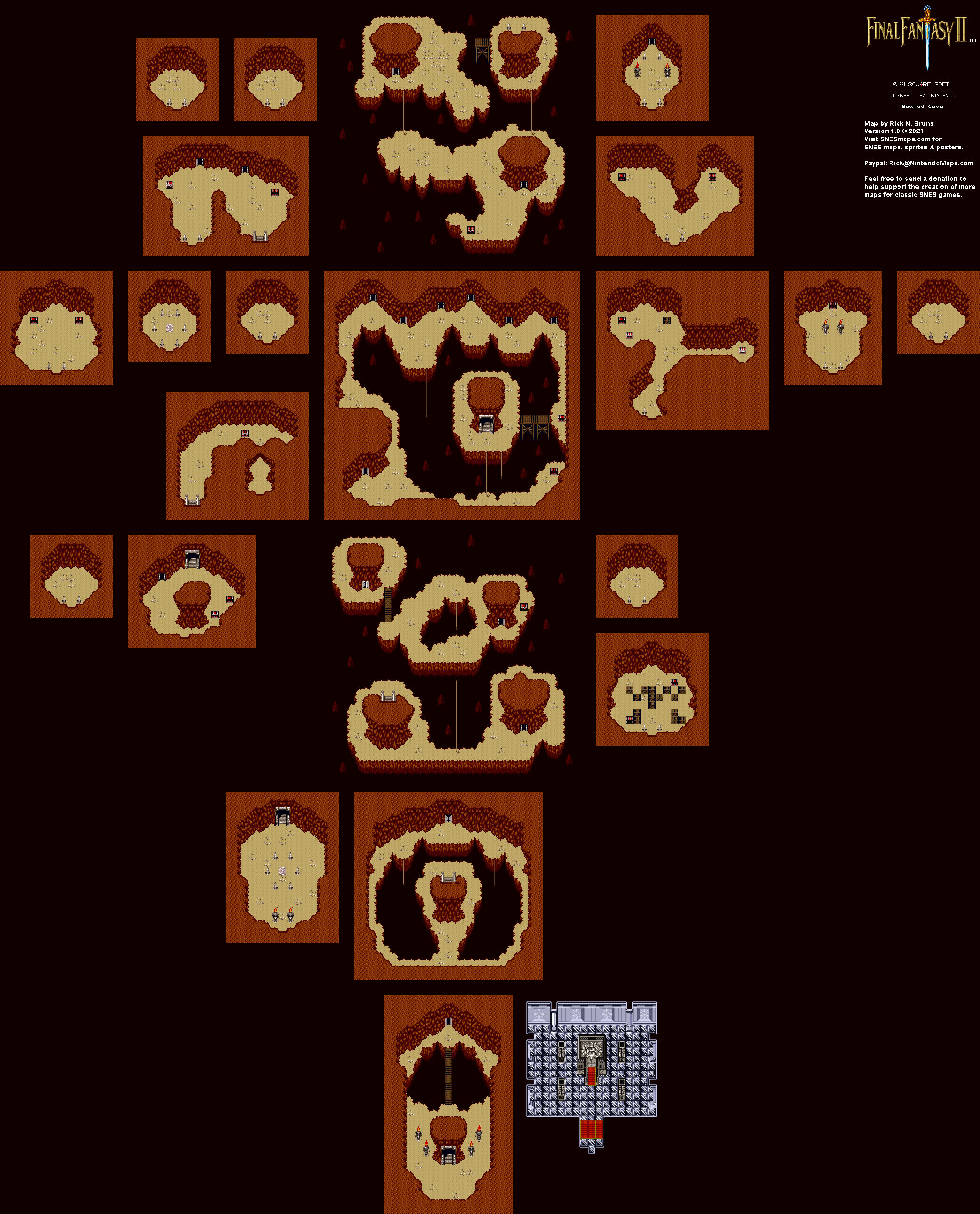 Final Fantasy II 2 (IV 4) - Sealed Cave Super Nintendo SNES Map BG