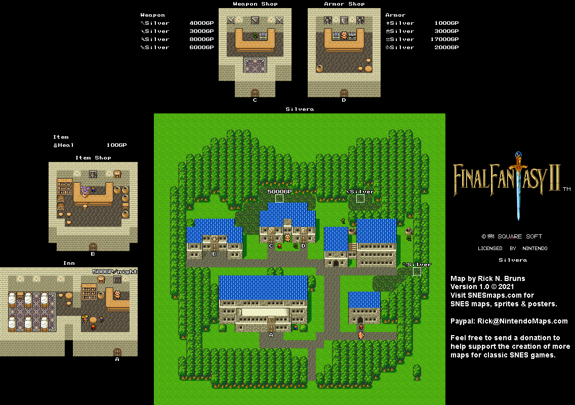 Final Fantasy II 2 (IV 4) - Silvera Super Nintendo SNES Map