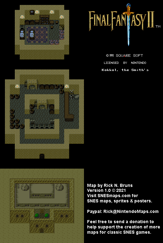 Final Fantasy II 2 (IV 4) - Kokkol, the Smith's Super Nintendo SNES Map BG