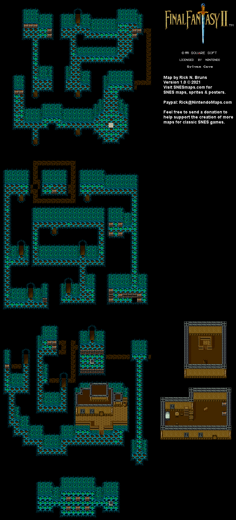 Final Fantasy II 2 (IV 4) - Saylvan Cave Super Nintendo SNES Map BG