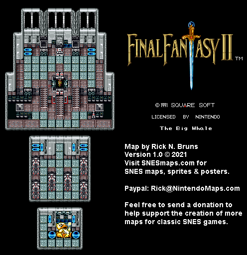 Final Fantasy II 2 (IV 4) - The Big Whale Super Nintendo SNES Map