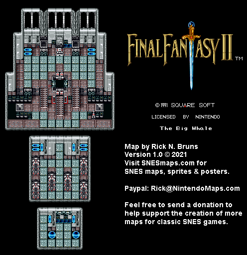 Final Fantasy II 2 (IV 4) - The Big Whale Super Nintendo SNES Map BG