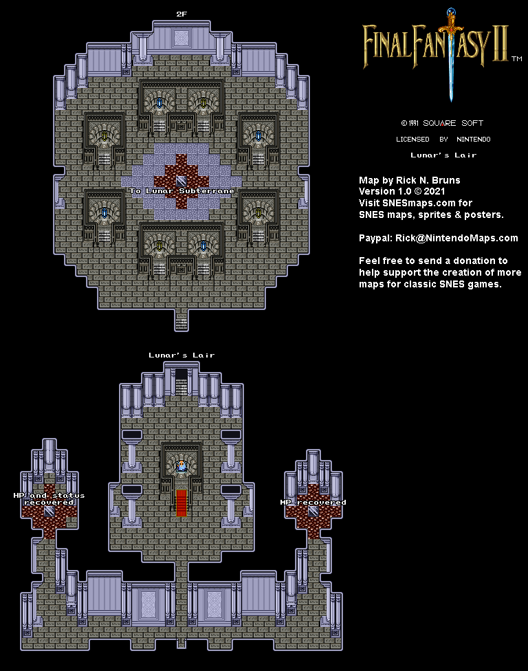 Final Fantasy II 2 (IV 4) - Lunar's Lair Super Nintendo SNES Map