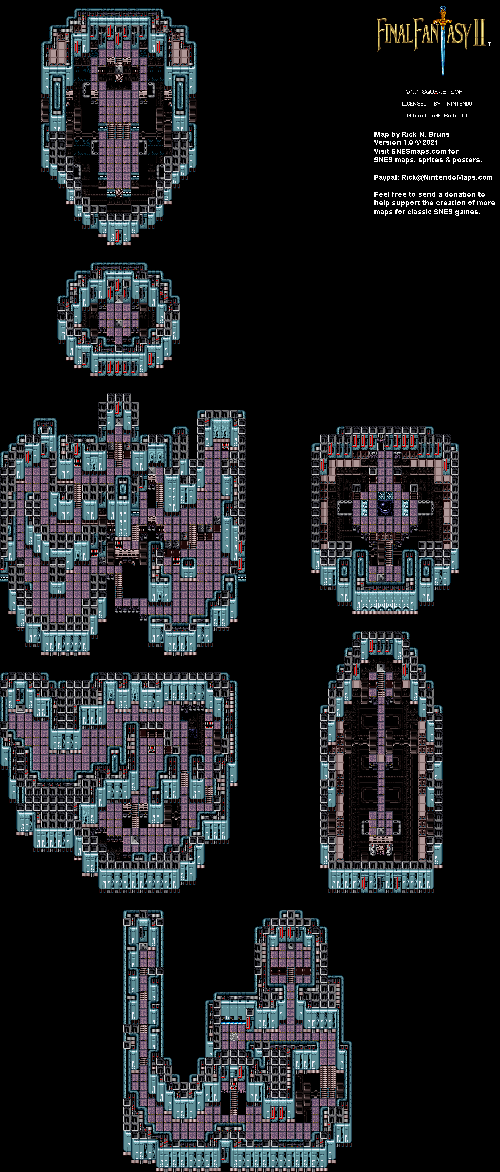 Final Fantasy II 2 (IV 4) - Giant of Bab-il Super Nintendo SNES Map BG