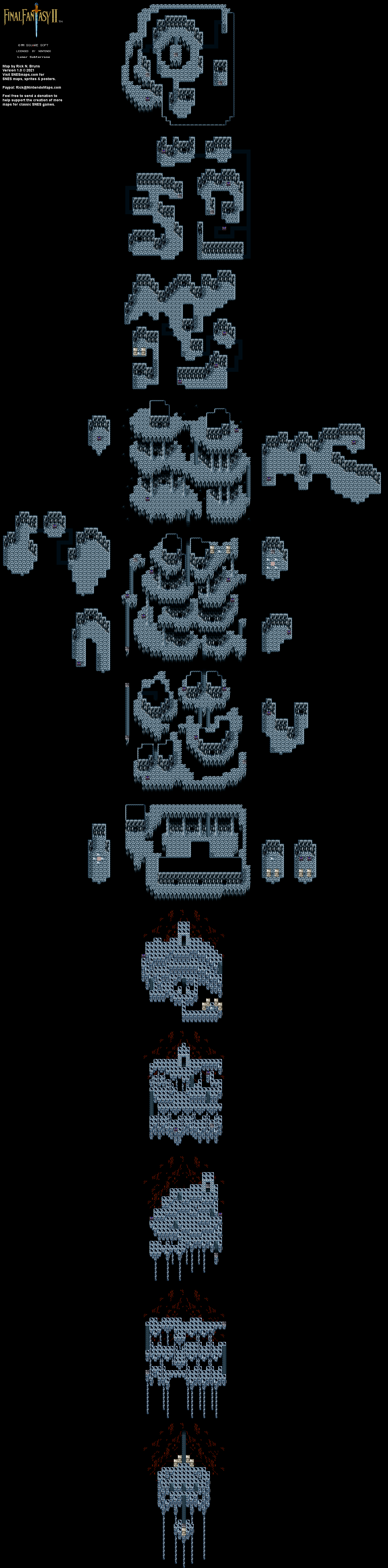 Final Fantasy II 2 (IV 4) - Lunar Subterrane Super Nintendo SNES Map BG