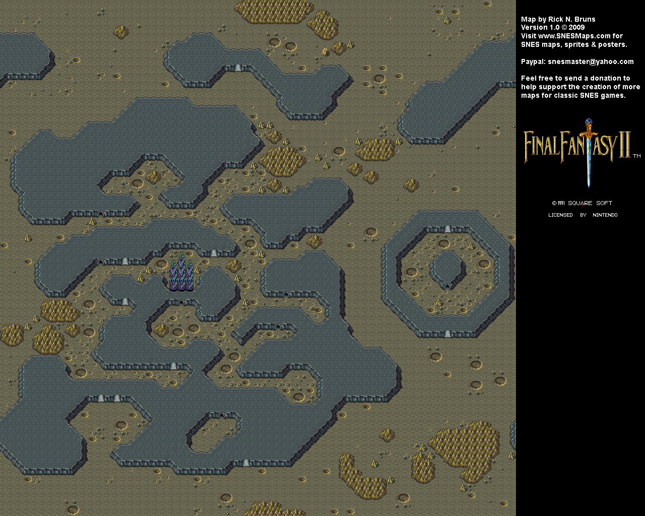 Final Fantasy II 2 (IV 4) - Lunar Surface Super Nintendo SNES BG Map