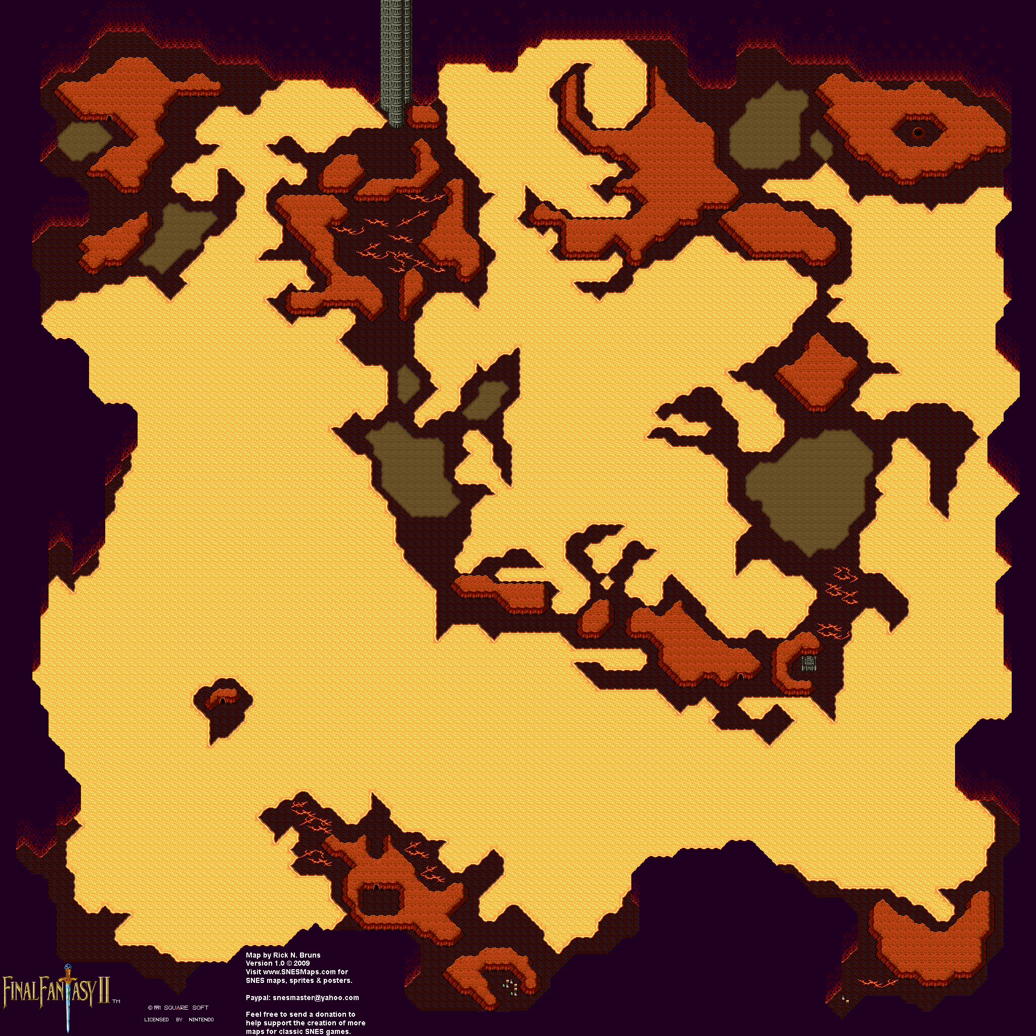 Final Fantasy II 2 (IV 4) - Underworld Super Nintendo SNES BG Map