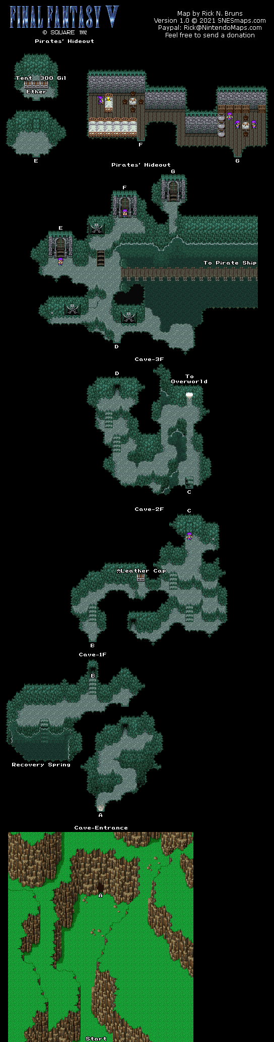 Final Fantasy V (5) - Pirates' Hideout Super Famicom SFC Map