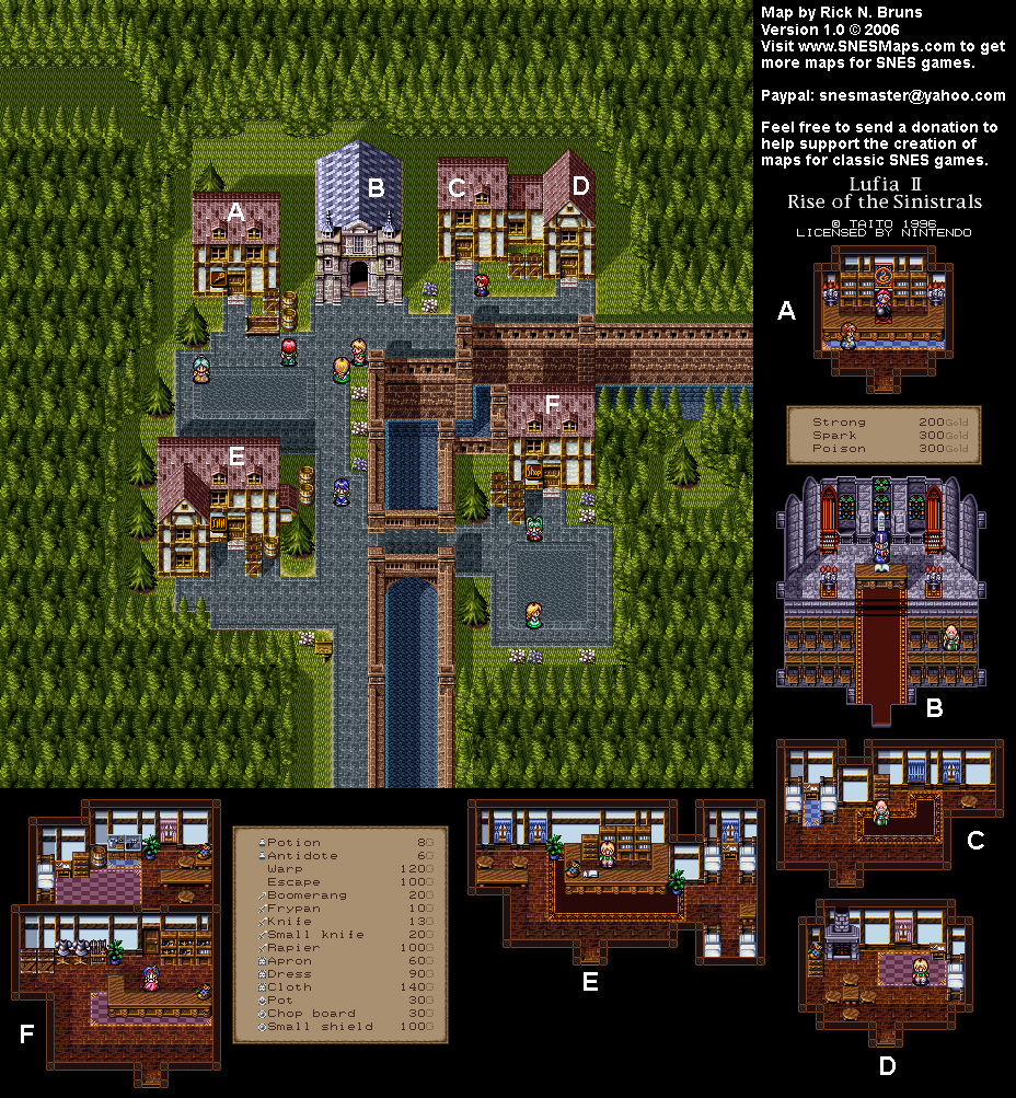Lufia II - Elcid Interior Map - SNES Super Nintendo