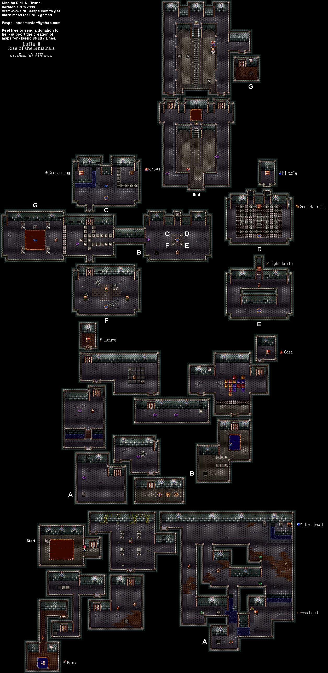 Lufia II - Anlunze Castle Basement Map - SNES Super Nintendo