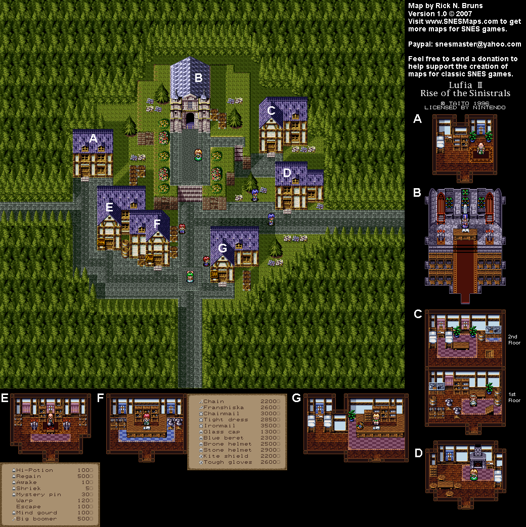 Lufia II - Parcelyte Interior Map - SNES Super Nintendo