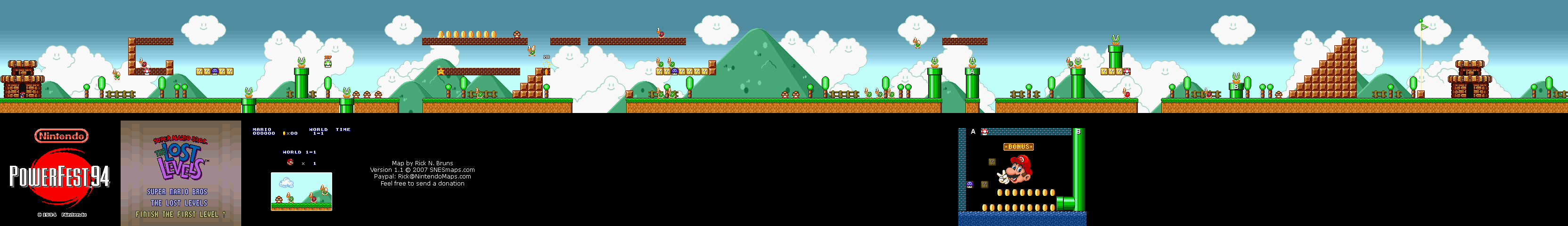 Nintendo PowerFest '94 - Super Mario Bros. Lost Levels Map - SNES Super Nintendo