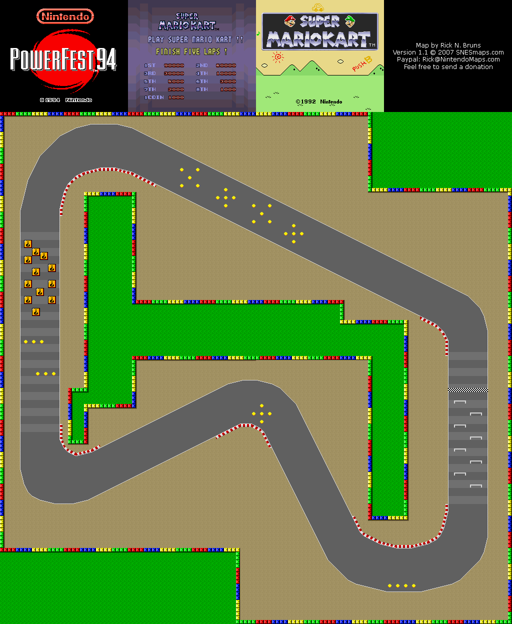 Nintendo PowerFest '94 - Super Mario Kart Map - SNES Super Nintendo