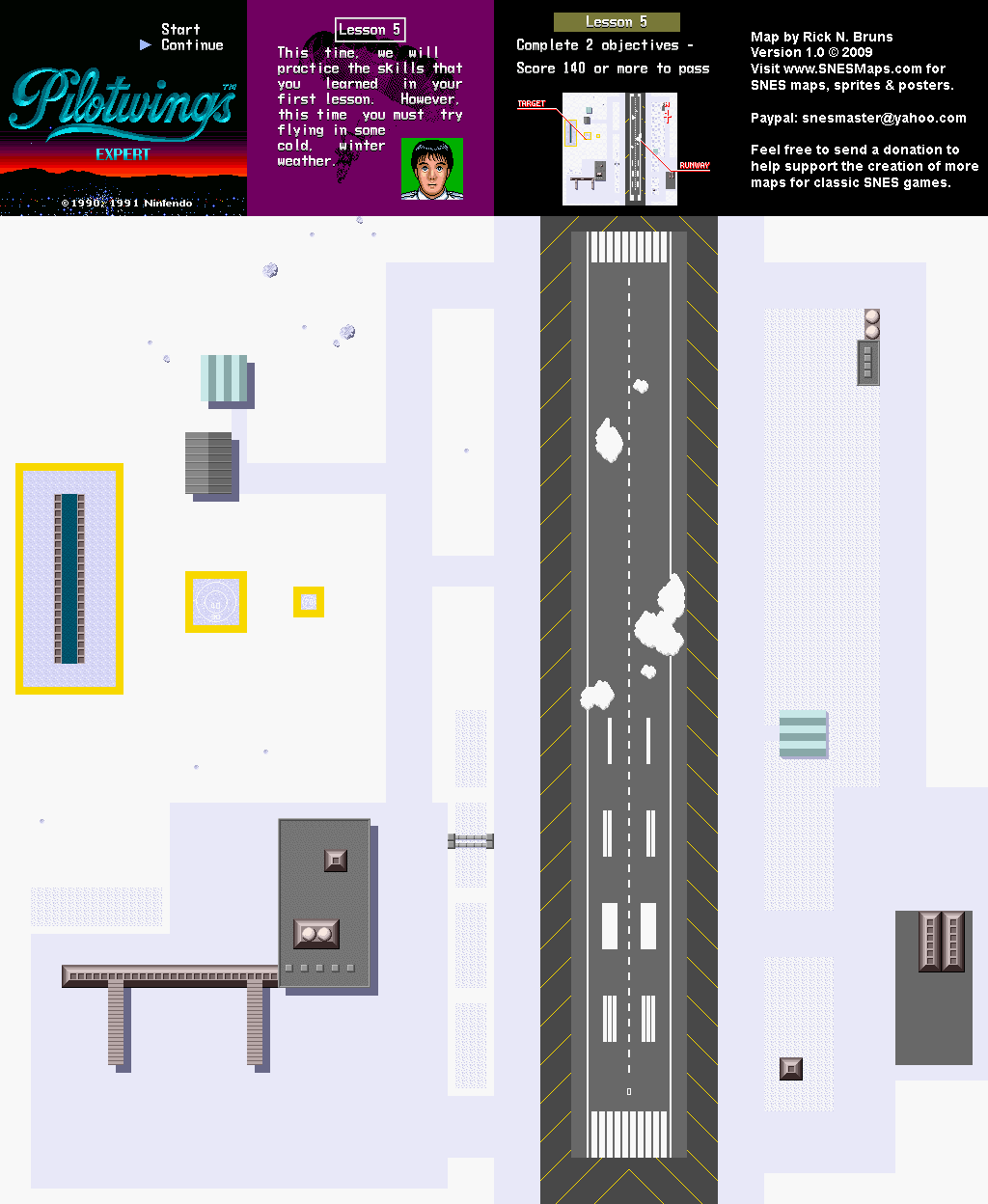Pilotwings - Lesson 5 Map - SNES Super Nintendo