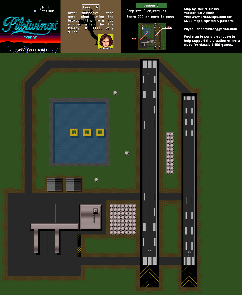 Pilotwings - Lesson 6 Map - SNES Super Nintendo
