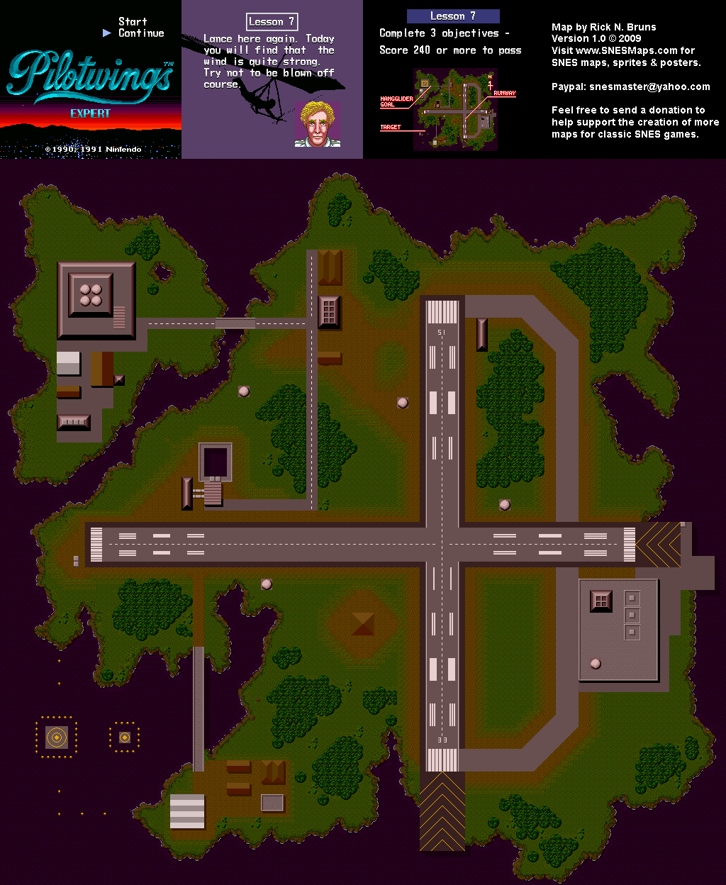 Pilotwings - Lesson 7 Map - SNES Super Nintendo