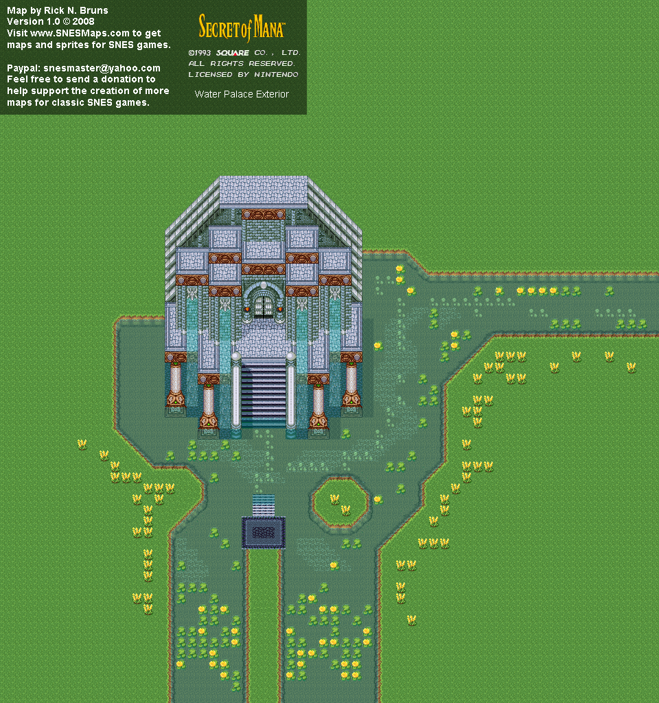 Secret of Mana - Water Palace Exterior - Super Nintendo SNES Background Map