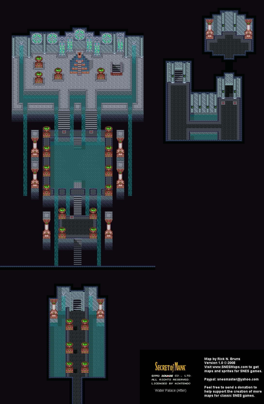 Secret of Mana - Water Palace (After) - Super Nintendo SNES Background Map