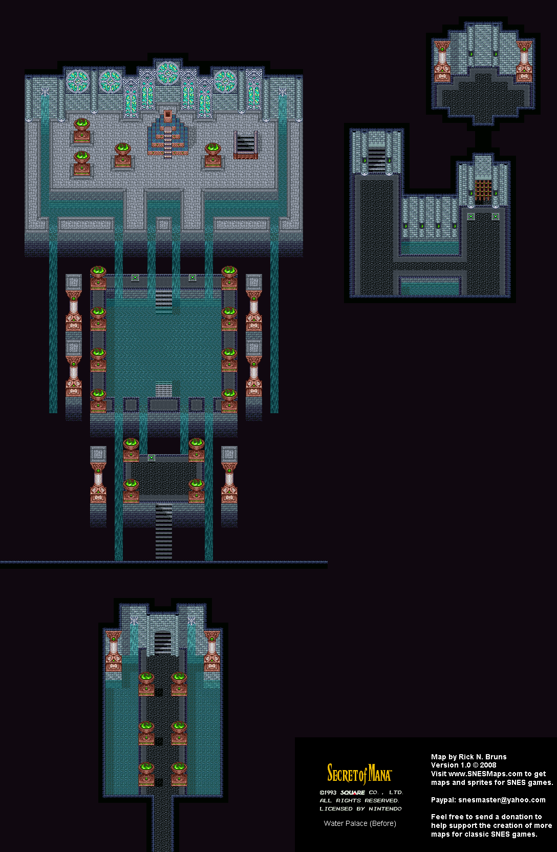 Secret of Mana - Water Palace (Before) - Super Nintendo SNES Background Map