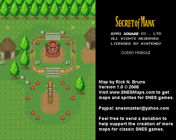 Secret of Mana - Goblin Hideout - Super Nintendo SNES Background Map