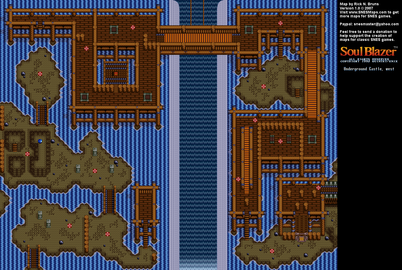 Soul Blazer - Underground Castle, West (Before) Map - SNES Super Nintendo