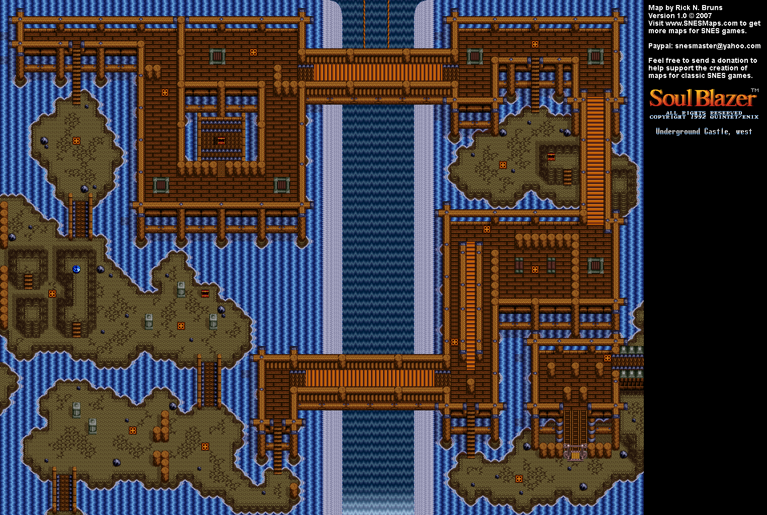 Soul Blazer - Underground Castle, West (After) Map - SNES Super Nintendo