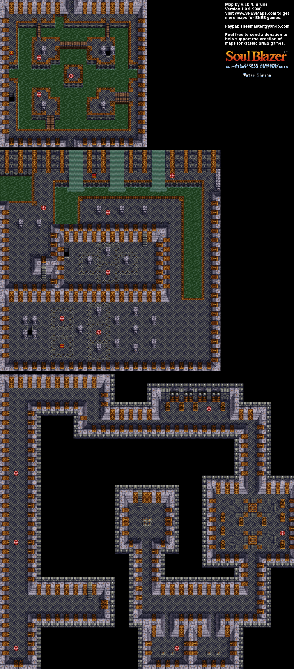 Soul Blazer - Water Shrine (Before) Map - SNES Super Nintendo