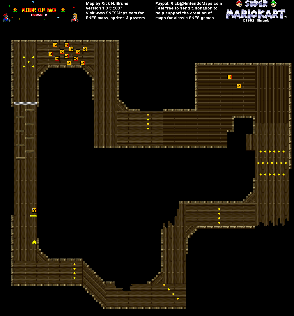 Super Mario Kart - Ghost Valley 2 Map - SNES Super Nintendo