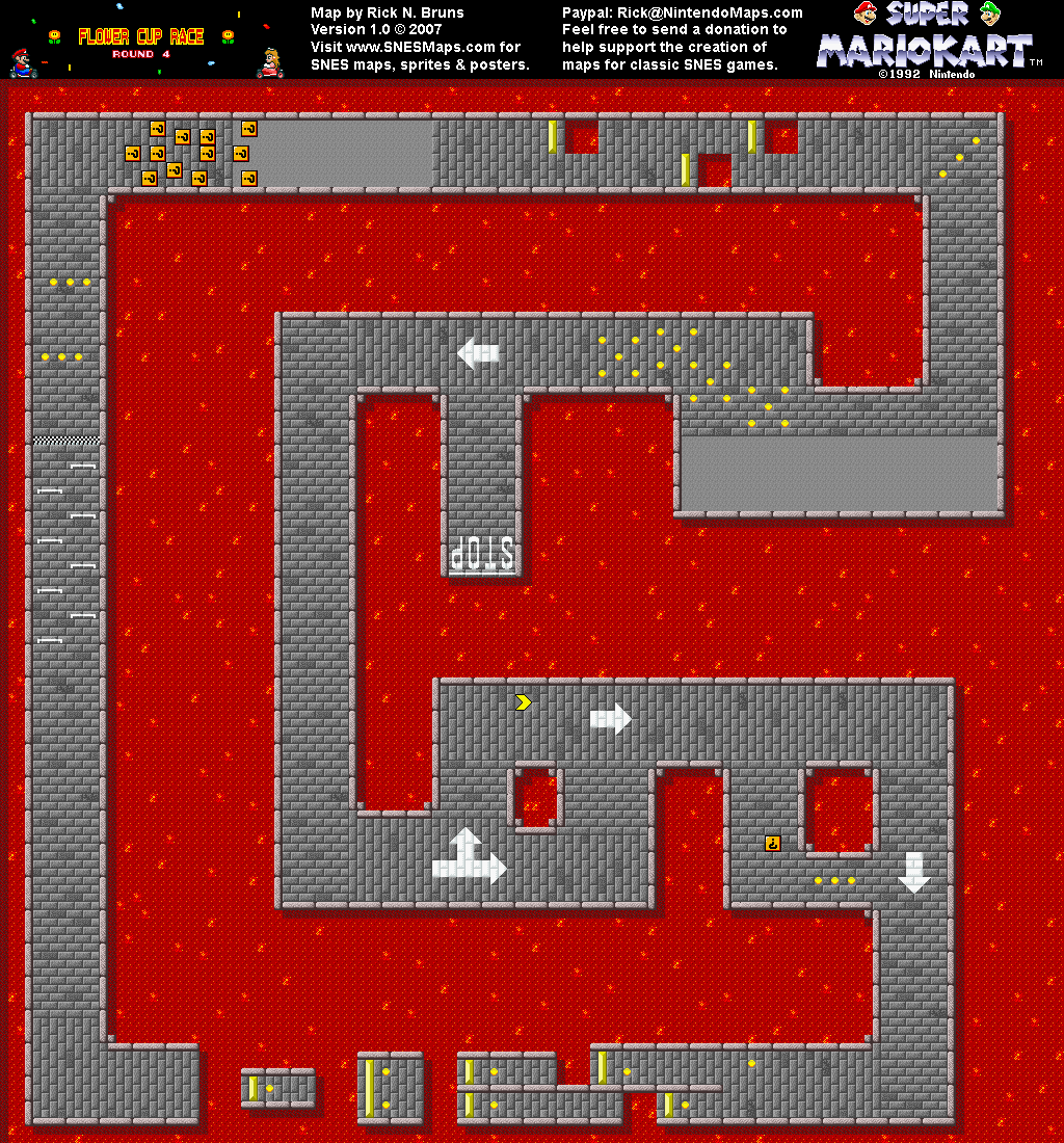 Super Mario Kart - Bowser Castle 2 Map - SNES Super Nintendo