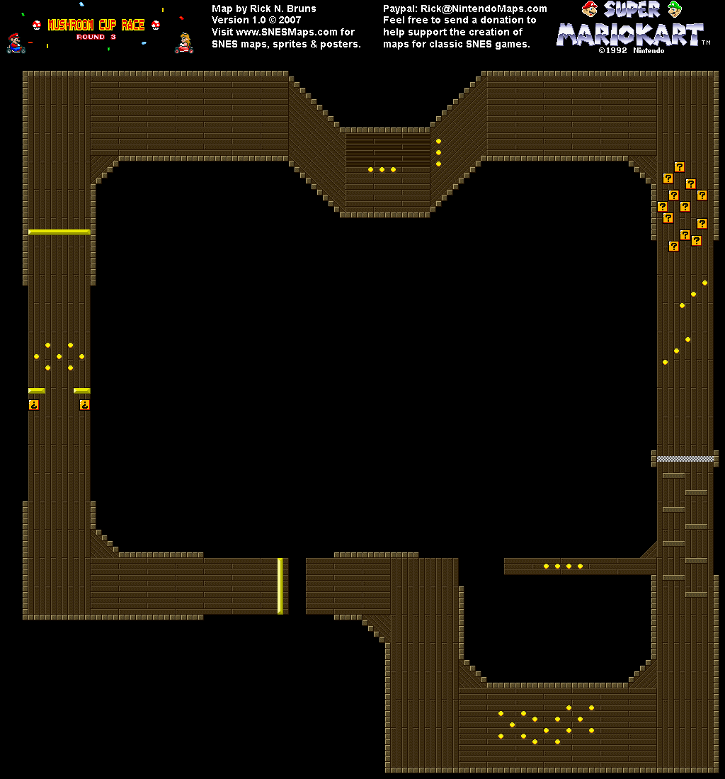 Super Mario Kart - Ghost Valley 1 Map - SNES Super Nintendo