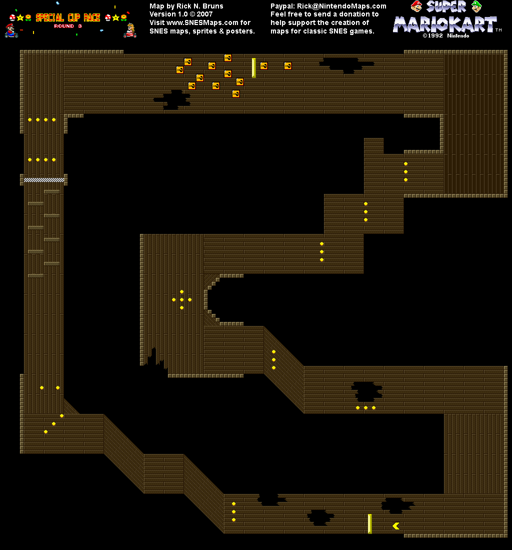 Super Mario Kart - Ghost Valley 3 Map - SNES Super Nintendo