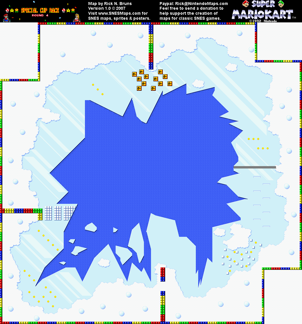 Super Mario Kart - Vanilla Lake 2 Map - SNES Super Nintendo
