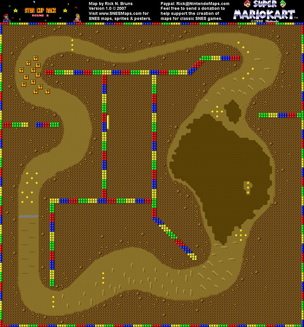Super Mario Kart - Choco Island 2 Map - SNES Super Nintendo