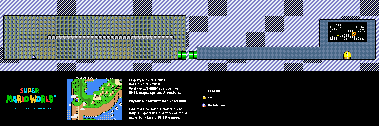 Super Mario World - Yellow Switch Palace Super Nintendo SNES Map