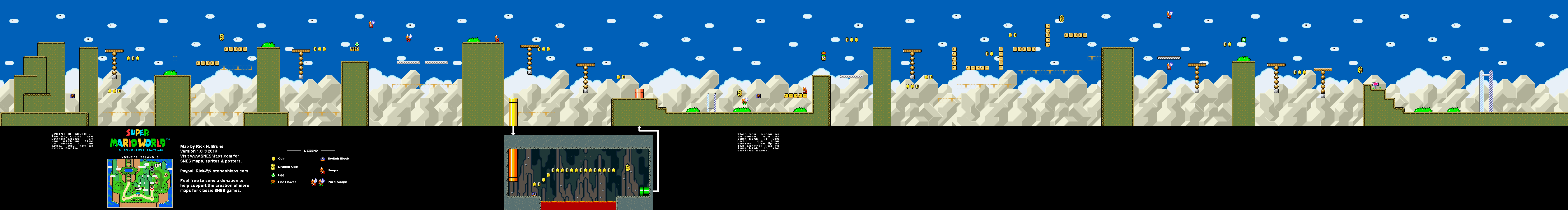 Super Mario World - Yoshi's Island 3 Super Nintendo SNES Map